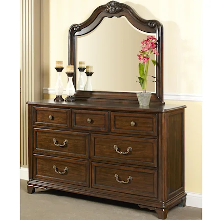 Dresser with 7 Drawers and Mirror